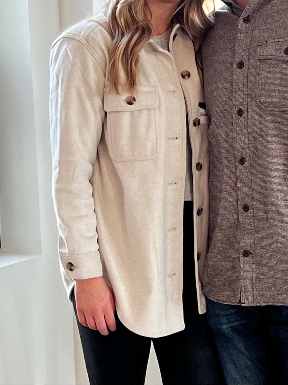 Old Navy Cream Utility Shacket with Front Flap Pockets